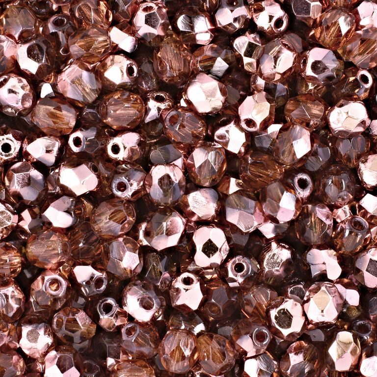 Glass fire polished beads 4mm Copper Smoky Topaz