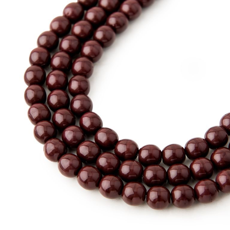 Czech glass pressed round beads Light Chocolate Opaque 6mm No.37