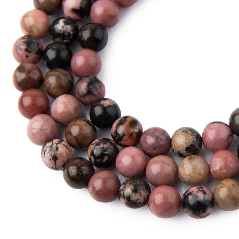Black Veined Rhodonite beads 8mm