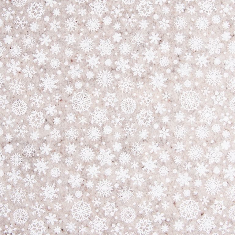 Felt Christmas design with snowflakes 1mm beige