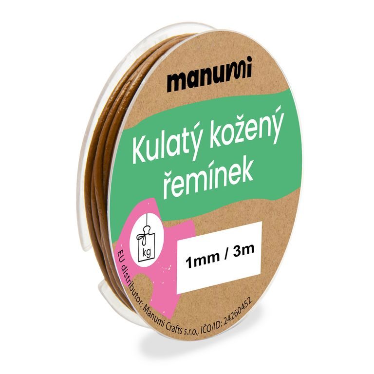 Kulatý kožený řemínek 1mm/3m světle hnědý č.12