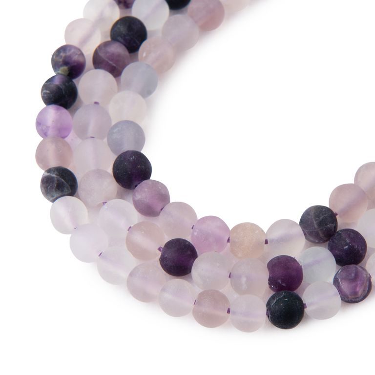 Purple Fluorite beads matte 6mm