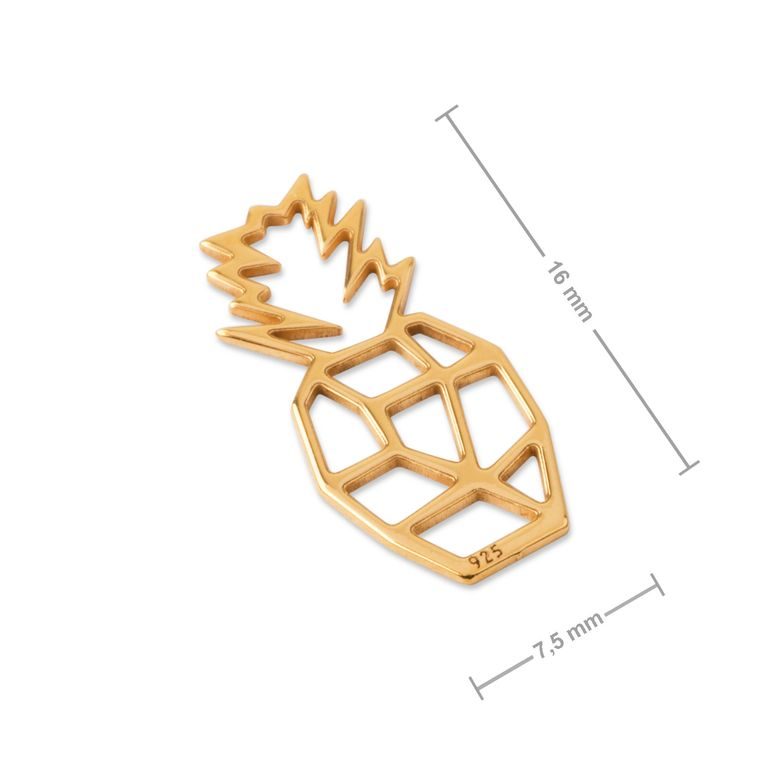 Stříbrný spojovací díl origami ananas pozlacený 24K zlatem