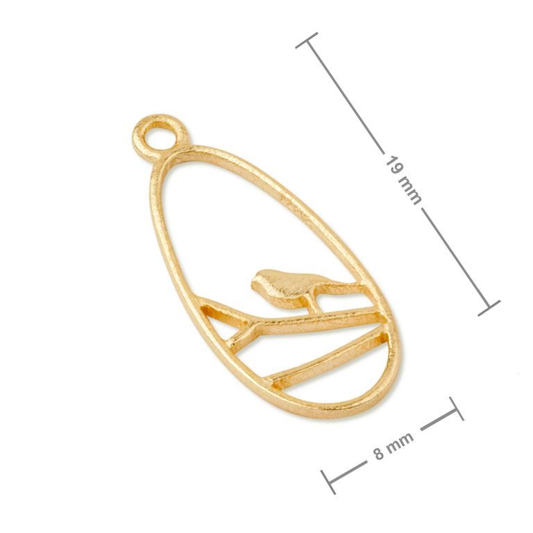 Amoracast pendant robin on a tree 19x8mm gold-plated