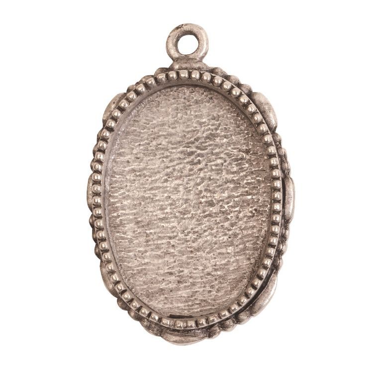 Nunn Design pendant with a setting oval with ornaments 35x22,5mm silver-plated
