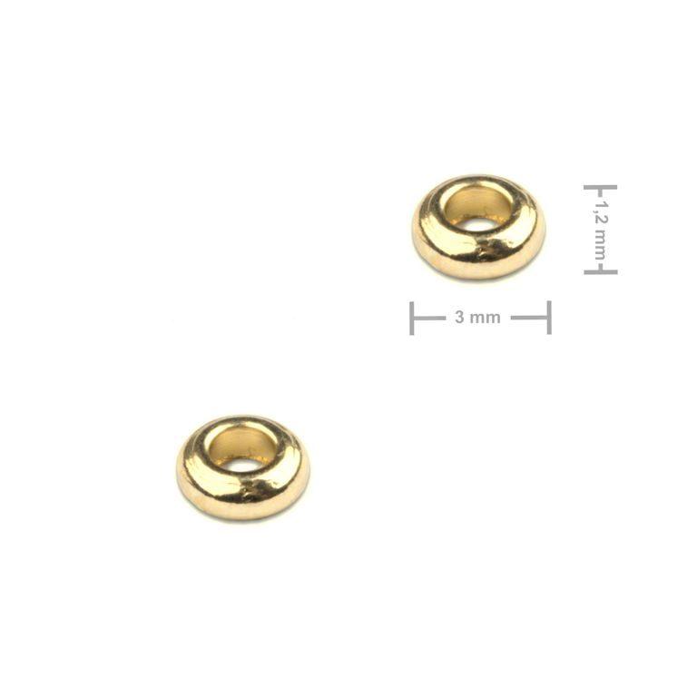 Distanční kroužek z chirurgické oceli placička 3 x 1,2 mm v barvě zlata