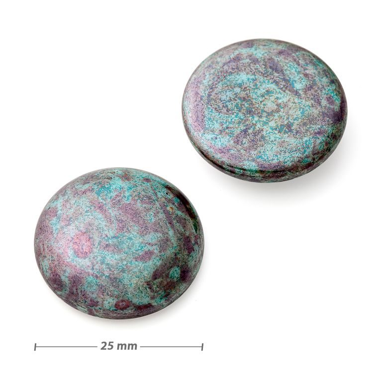 Czech glass cabochon 25mm blue lazure