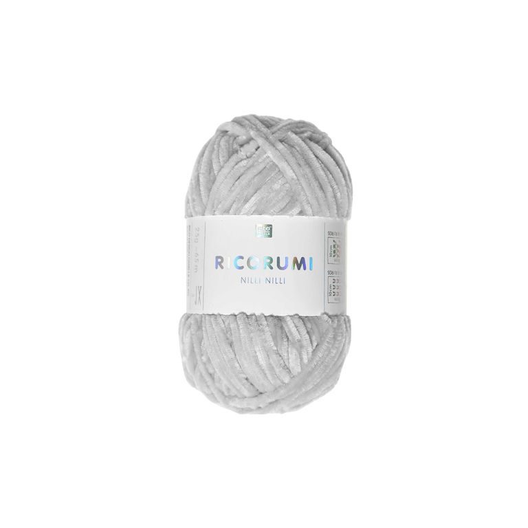 Chenille yarn Ricorumi Nilli Nilli colour shade 025 silver-grey