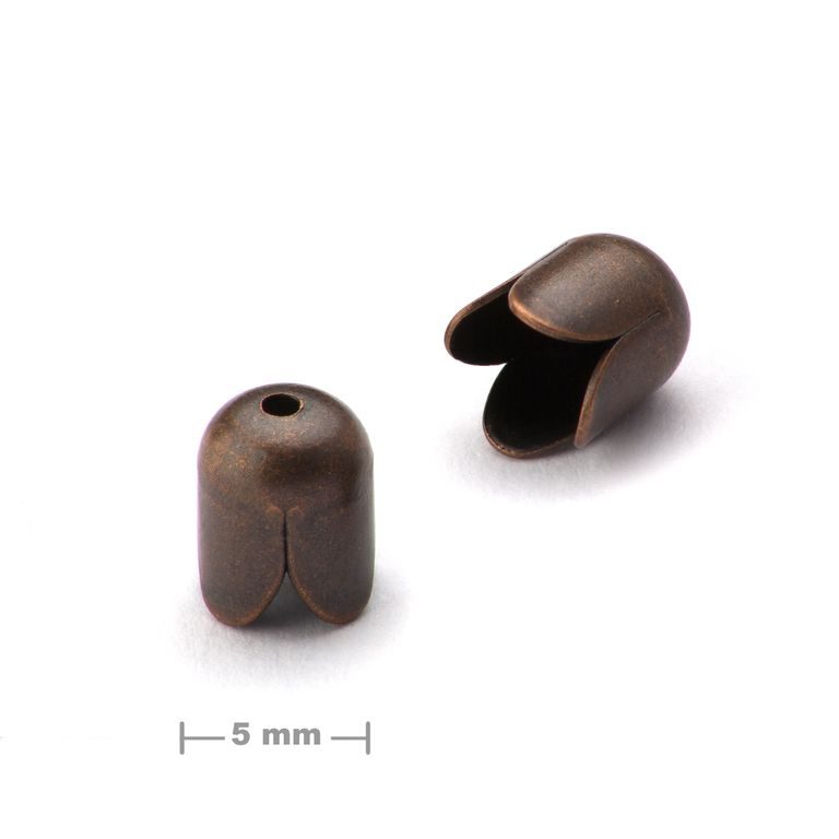 Tulip bead cap 5mm antique copper