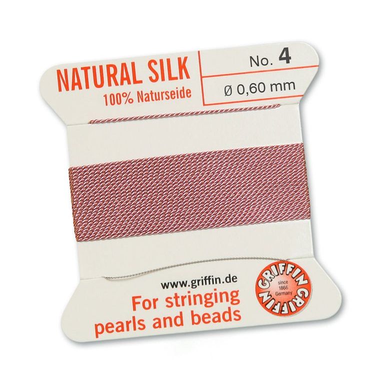 Silk thread with needle 0.6mm/2m pink