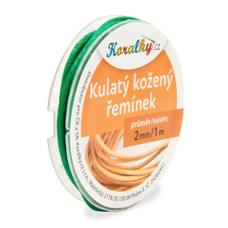 Okrúhly kožený remienok 2mm/1m zelený č.36