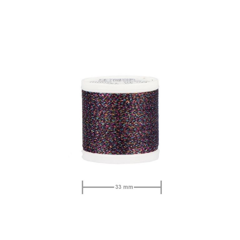 Metallic embroidery thread in the colour of black with rainbow reflections