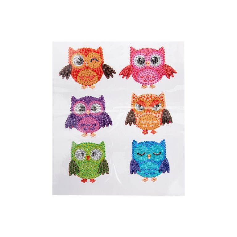 Diamond painting set of stickers with owls 6pcs