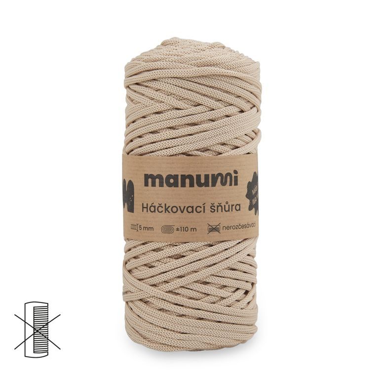 Manumi háčkovacia polyesterová šnúra 5 mm cappuccino