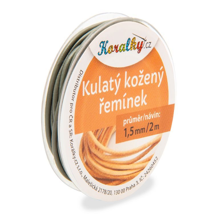 Okrúhly kožený remienok 1,5mm/2m sivý č.29