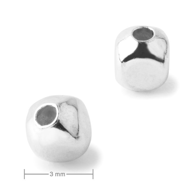 Metal bead cube 3 mm silver