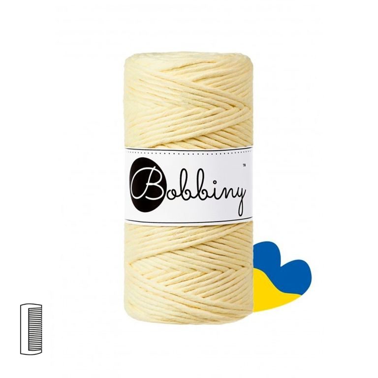 Bobbiny Macramé příze Regular 3mm Ovesná žlutá pro Ukrajinu