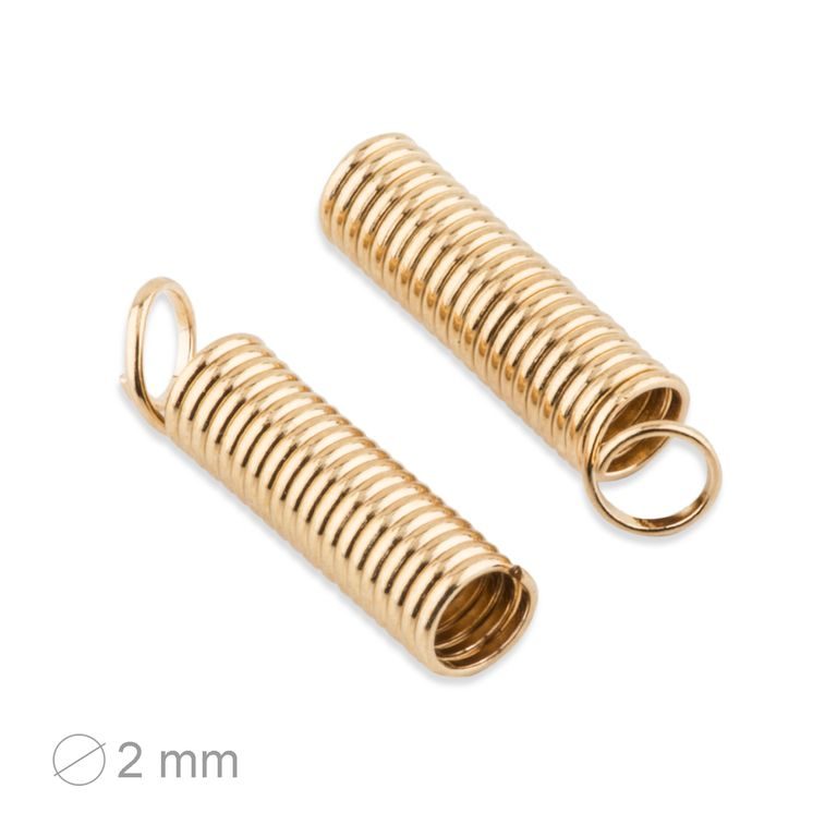 Spring crimping cord cap 2mm gold
