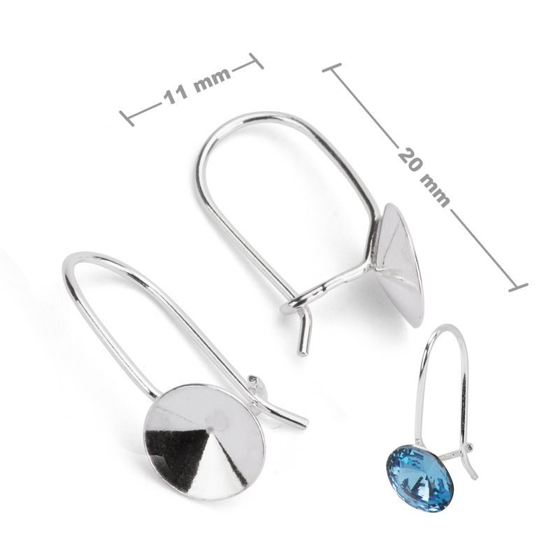 Sterling silver 925 kidney earring hook for SWAROVSKI 1122 8mm No.94