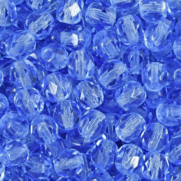 Glass fire polished beads 6mm Med Sapphire