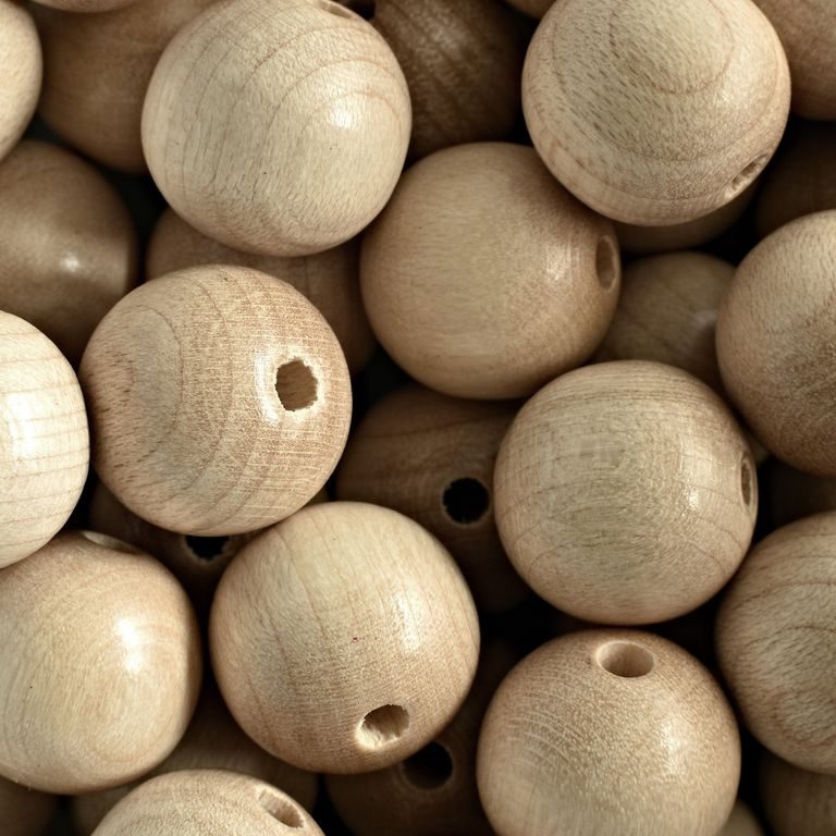 Manumi mărgele rotunde din lemn 14mm naturale