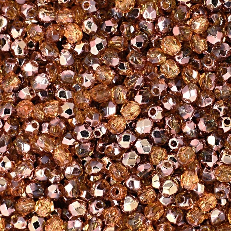 Glass fire polished beads 3mm Copper Med Topaz