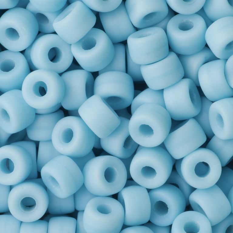 Skleněné korálky se širokým průtahem 6 mm Turquoise Opaque Matt