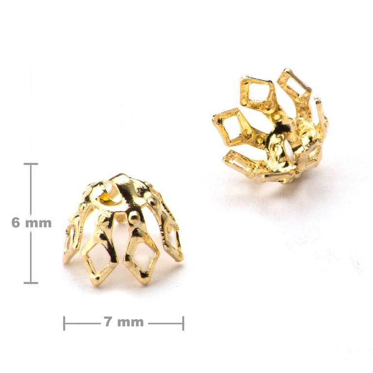 Filigree bead cap 6x7mm gold