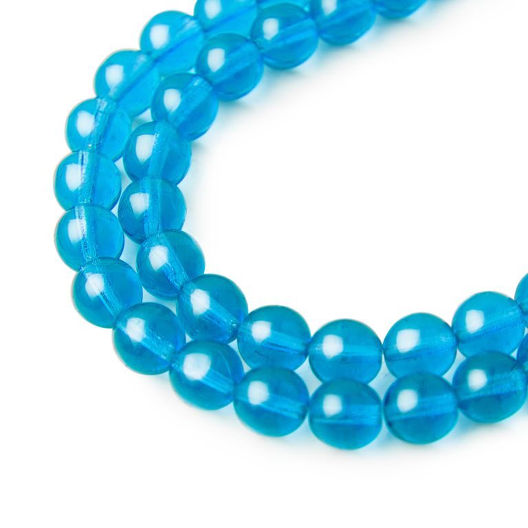 Czech glass pressed round beads Aqua 8mm No.73