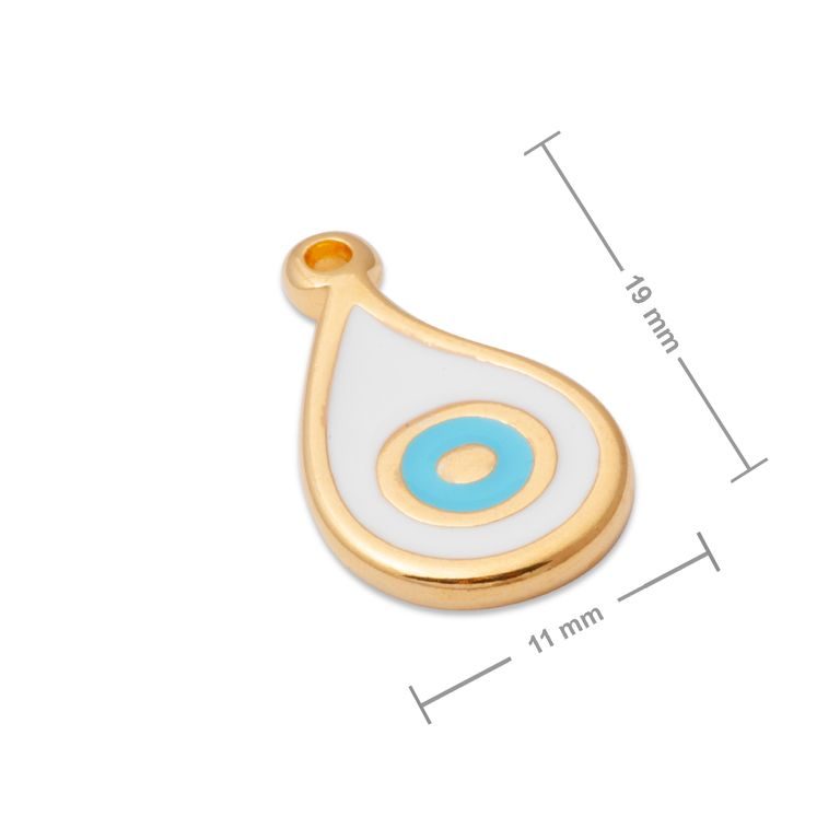 Manumi pendant white drop 19x11mm gold-plated