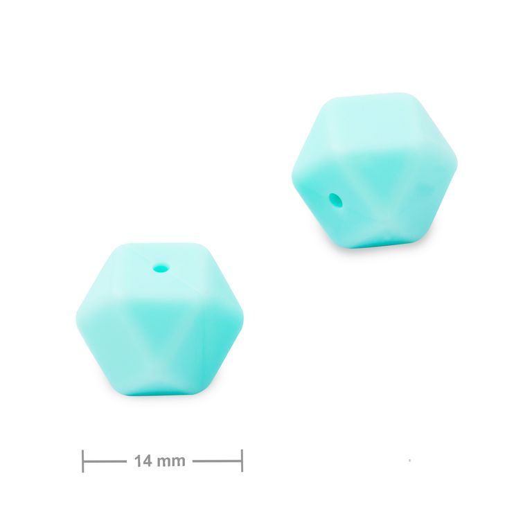 Mărgele din silicon hexagon 14mm Caribbean Blue