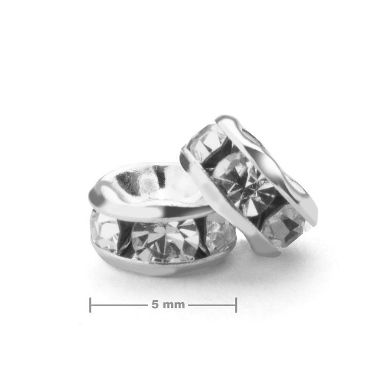 Rondel cu ștrasuri 5mm argintiu Crystal