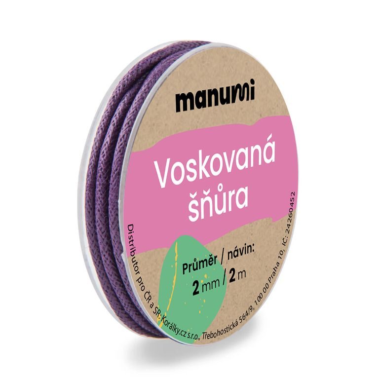 Voskovaná šňůra 2 mm/2m fialová