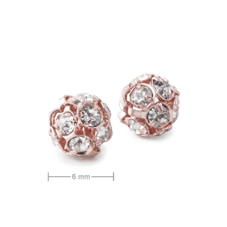 Rhinestone ball 6mm rose gold Crystal