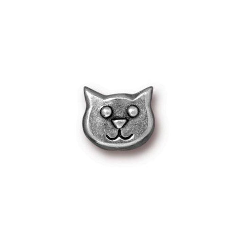 TierraCast bead Cat Face antique silver