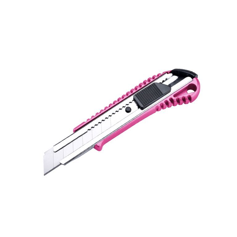 Růžový ulamovací nůž z nerezové oceli s výstuhou 18mm