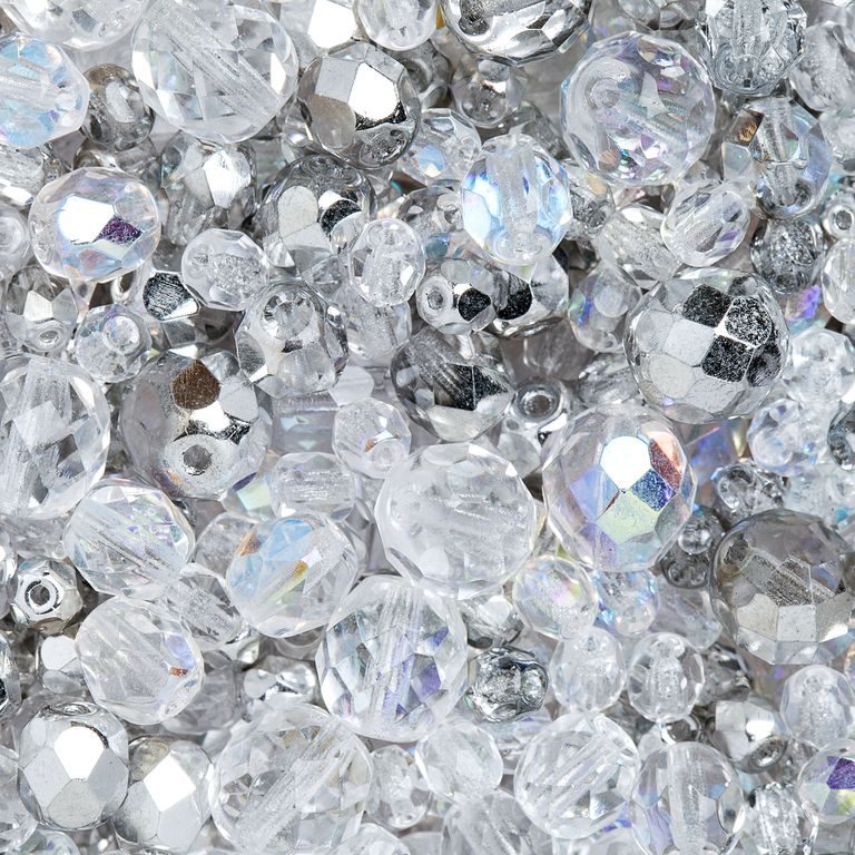 Czech fire polished beads mix Crystal