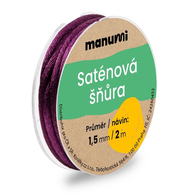 Șnur satinat din nailon 1,5mm/2m Mulberry Purple