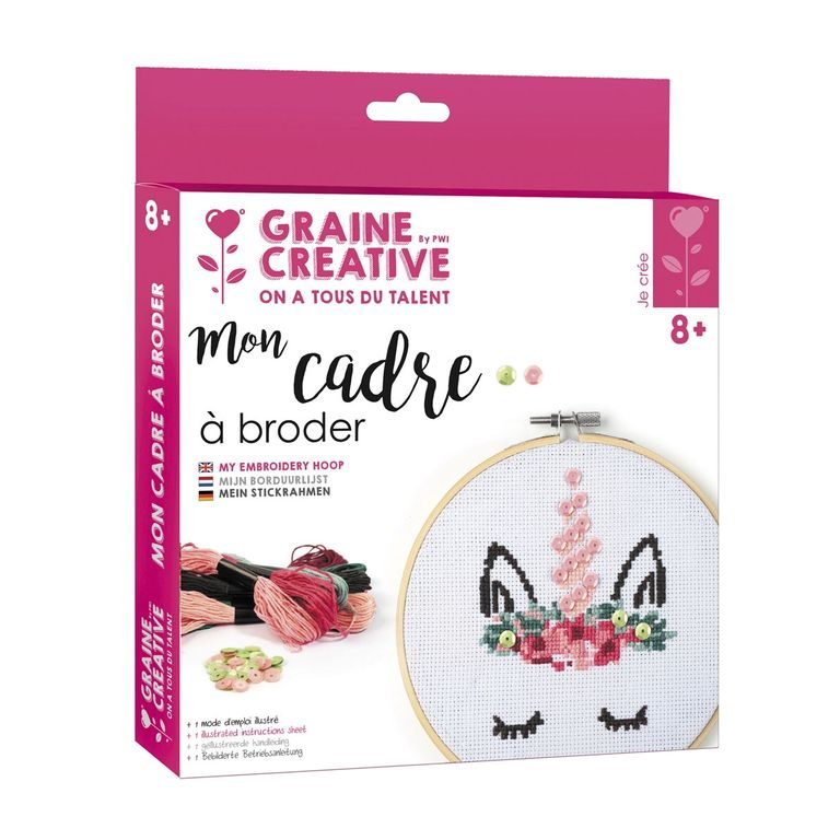Embroidery kit decoration with a unicorn motif