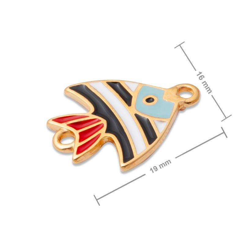 Manumi connector coloured little fish 19x16mm gold-plated