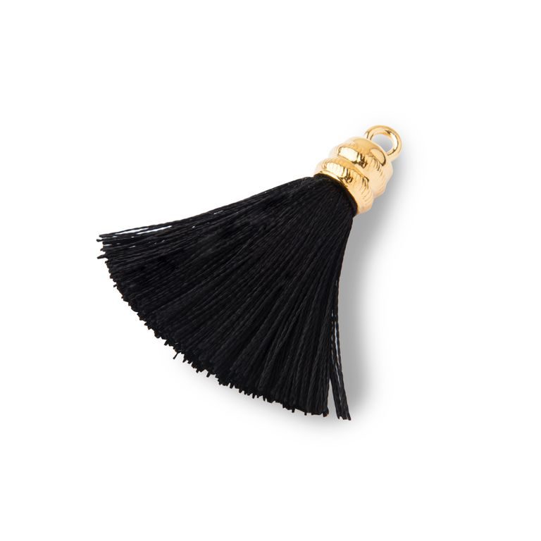 Silver tassel gold plated 4cm black No.1190