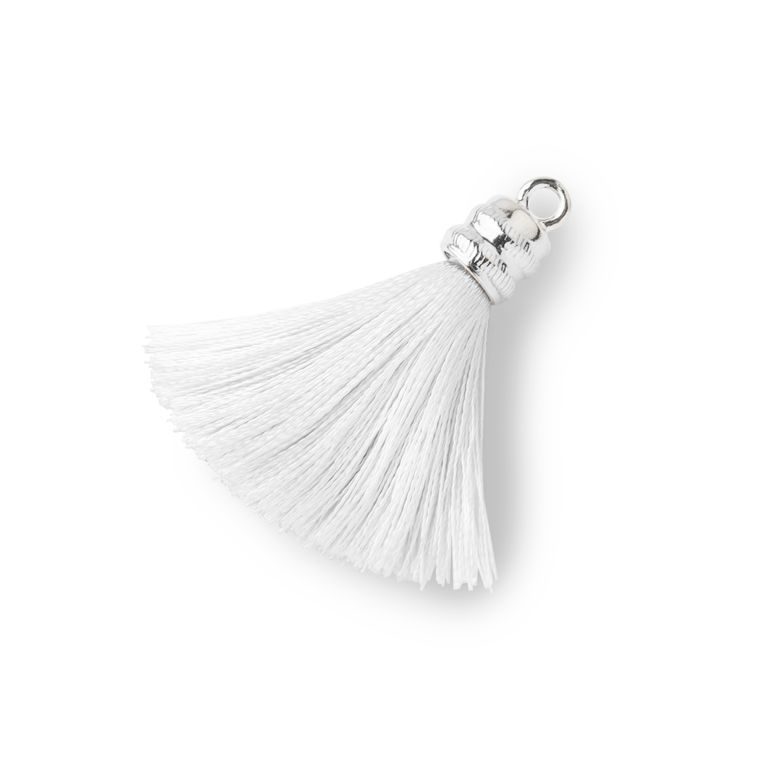 Silver tassel 4cm white No.1186