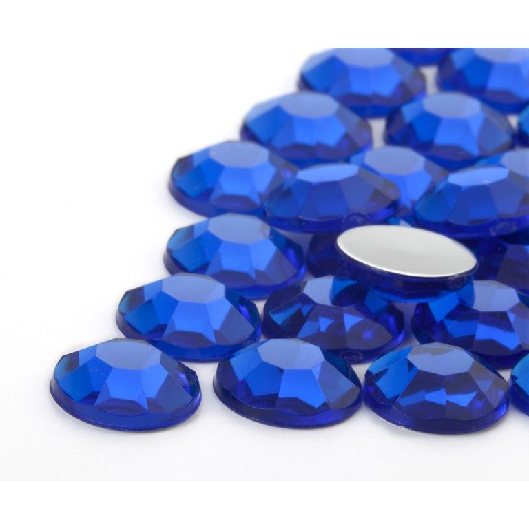 Acrylic glue-on stones round 12mm blue