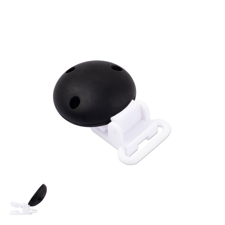 Silicone dummy clip 33,5mm with 3 holes and a plastic buckle Black