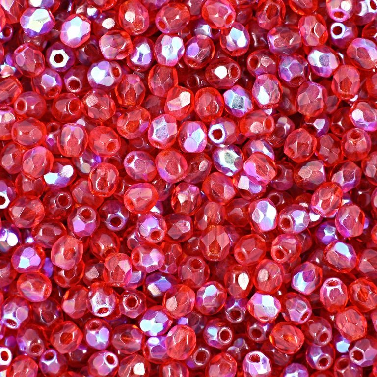 Manumi české broušené korálky 3mm Siam Ruby AB