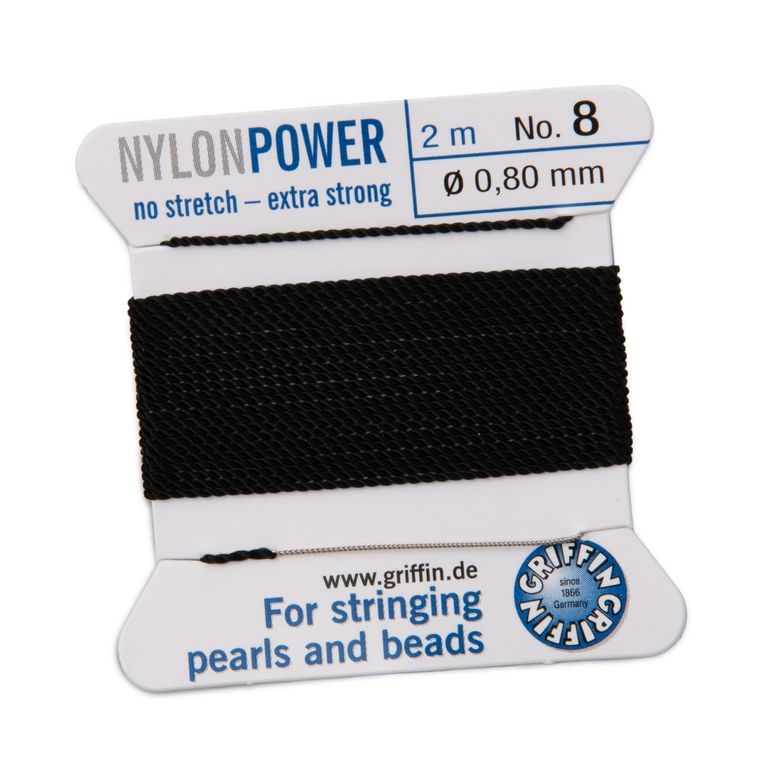Griffin nylonová nit Nylon power s jehlou 0,8 mm/2 m černá
