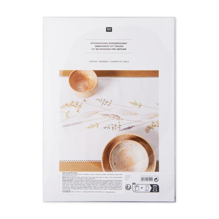 Kit for embroidering a table-cloth with a grain wreath design