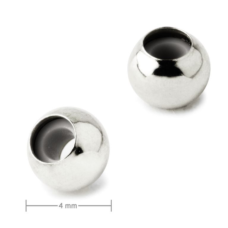 Metal bead with silicone core 4 mm platinum