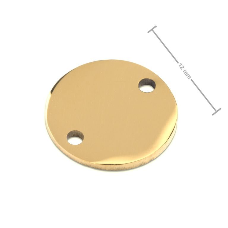 Spojovací díl z chirurgické oceli medailon pro gravírování 12 mm v barvě zlata