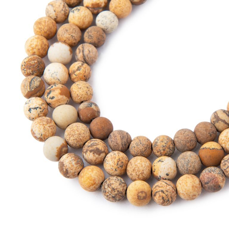 Picture Jasper beads matte 6mm